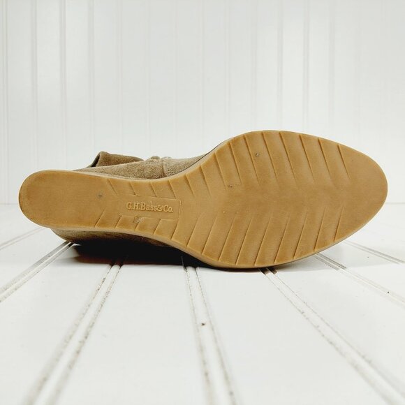 G.H. Bass & Co. Tan Leather Wedge Boots H566 - Picture 10 of 11